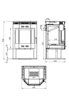 Печь-Камин ASTON 12 кВт (200 м3) Призматик с плитой