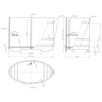 Купель лиственница СЛ 0,8х1,42х1,0 (морёная)